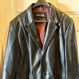 Whet Blu Jacket Red Outer Shell 100% Leather LiningAcetate. Size EXTRA Large